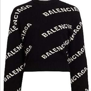 Balenciaga Black Sweatshirt with White Logo Pattern